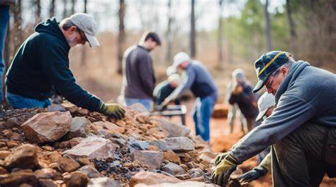Group of people gemstone hunting